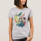 Waterverf Natuur Folk Art Illustraties T-shirt (Voorkant)