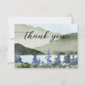 Waterverf Natuur Forest Mountain Outdoor bruiloft Bedankkaart (Voorkant)