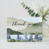 Waterverf Natuur Forest Mountain Outdoor bruiloft Bedankkaart (Staand voorkant)