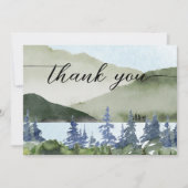 Waterverf Natuur Forest Mountain Outdoor bruiloft Bedankkaart (Voorkant)