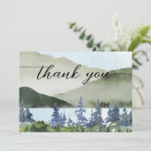 Waterverf Natuur Forest Mountain Outdoor bruiloft Bedankkaart (Staand voorkant)