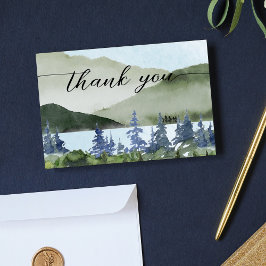 Waterverf Natuur Forest Mountain Outdoor bruiloft Bedankkaart