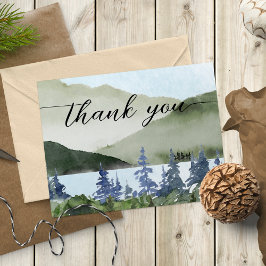 Waterverf Natuur Forest Mountain Outdoor bruiloft Bedankkaart