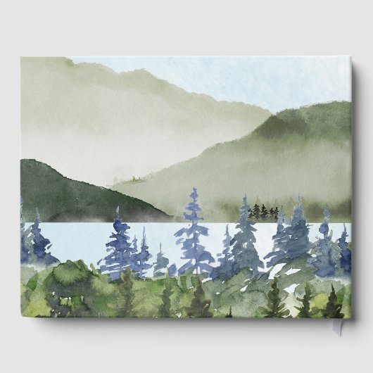 Waterverf Natuur Forest Mountain Outdoor bruiloft Gastenboek (Achterkant)