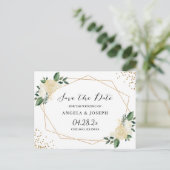 Waterverf Natuur Groen Goud Bloemen Save the Date Aankondigingskaart (Staand voorkant)