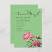 Waterverf Natuur groen pioen bloemig bruiloft Kaart (Voorkant / Achterkant)