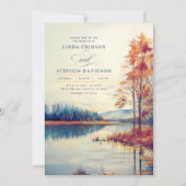 Waterverf Natuur Herfst Landschap Wedding Kaart (Voorkant)