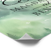 Waterverf Natuur Kalligrafie Huwelijk Welkom Poster (Hoek)