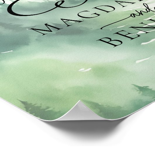 Waterverf Natuur Kalligrafie Huwelijk Welkom Poster (Hoek)