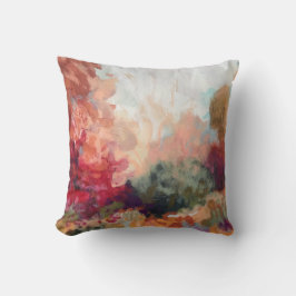 Waterverf natuur kleurrijk sinaasappel rood groen  kussen