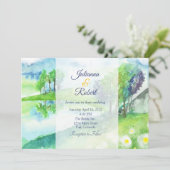 Waterverf natuur landschap bruiloft uitnodiging (Staand voorkant)