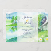 Waterverf natuur landschap bruiloft uitnodiging (Voorkant / Achterkant)