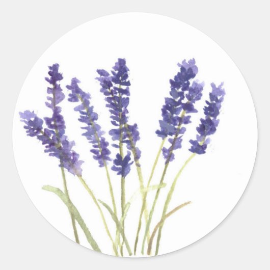 Waterverf natuur lavendel lavender ronde sticker (Voorkant)