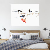 Waterverf Natuur Magpie Birds Art Canvas Afdruk (Insitu (Slaapkamer))
