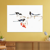 Waterverf Natuur Magpie Birds Art Canvas Afdruk (Insitu (Woonkamer))