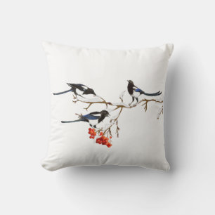 Waterverf Natuur Magpie Birds Art Kussen