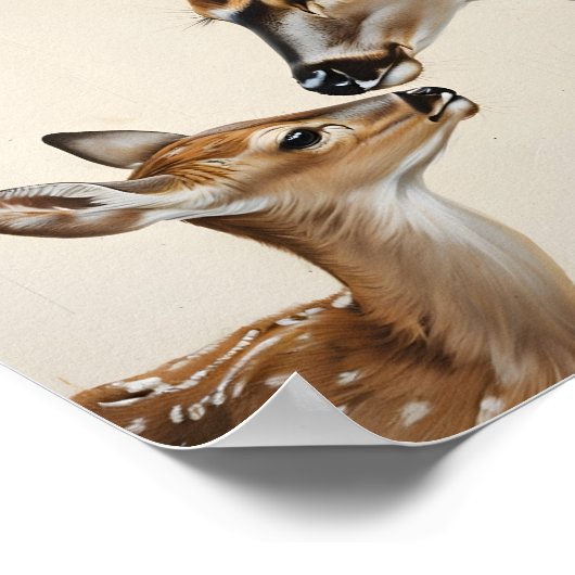 Waterverf Natuur Moeder Herten en Fawn Art Poster (Hoek)