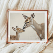 Waterverf Natuur Moeder Herten en Fawn Art Poster