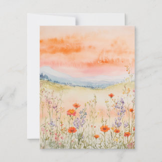 Waterverf Natuur Note Kaart – Wildflower Sunrise Notitiekaartje