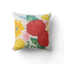Waterverf Natuur Red Rose Yellow Daisy Floral