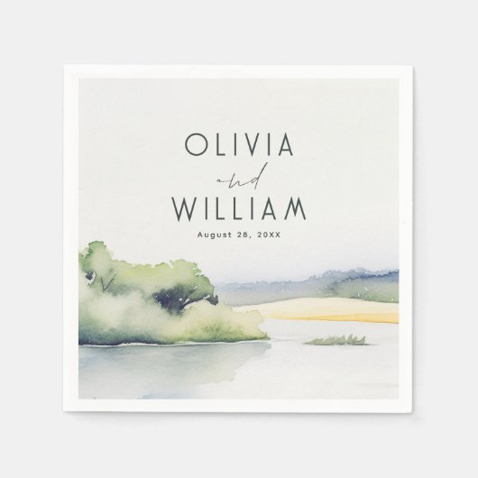 Waterverf Natuur Romantisch Servet (Voorkant)
