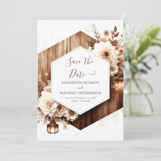 Waterverf Natuur rustieke bruiloft Save The Date (Staand voorkant)