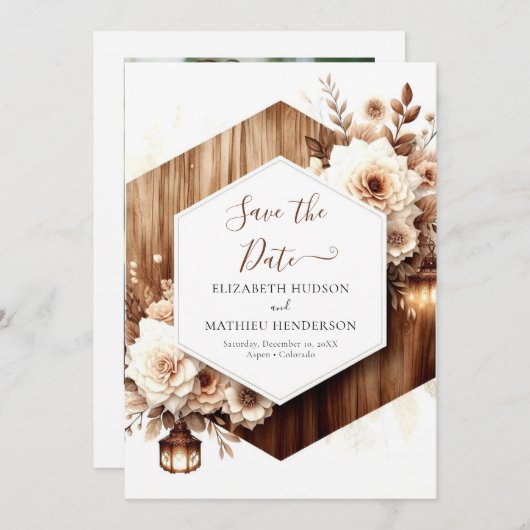 Waterverf Natuur rustieke bruiloft Save The Date (Voorkant / Achterkant)