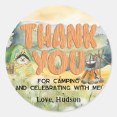 Waterverf Natuur Schattigee Camping Dog Dank u Ronde Sticker (Voorkant)