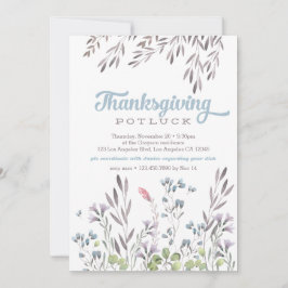 Waterverf Natuur Thanksgiving Potluck Invitation Kaart