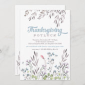 Waterverf Natuur Thanksgiving Potluck Invitation Kaart (Voorkant / Achterkant)