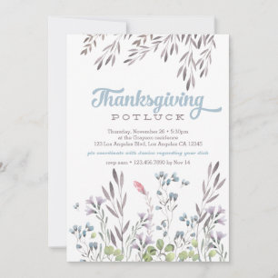 Waterverf Natuur Thanksgiving Potluck Invitation Kaart