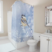 Waterverf Natuur van de wintervogelstand in de win Douchegordijn (In situ)