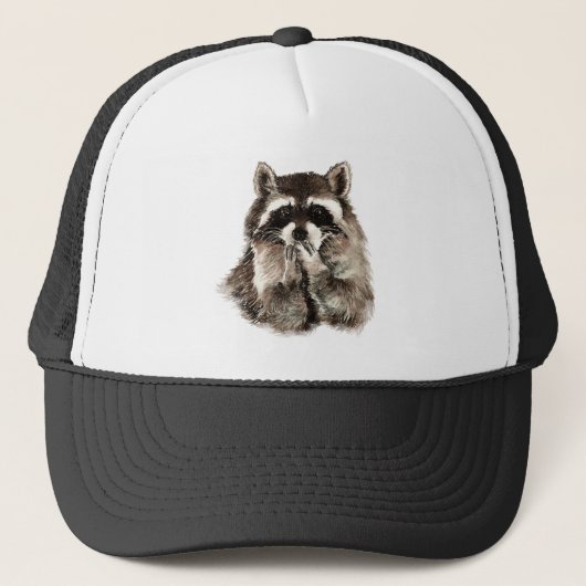 Waterverf Natuur van wilde dieren in Raccoon Trucker Pet (Voorkant)