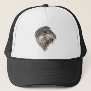 Waterverf Natuur van wilde dieren met otter Trucker Pet