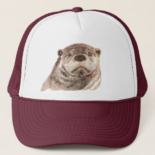 Waterverf Natuur van wilde dieren met otter Trucker Pet