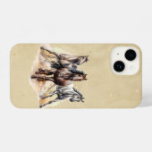 Waterverf Natuur van wilde paarden iPhone Hoesje (Achterkant horizontaal)