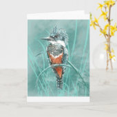 Waterverf Natuur vogel art. Kaart (Gele Bloem)