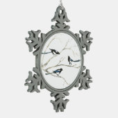 Waterverf Natuur vogelboom uit de vogelfamilie Tin Sneeuwvlok Ornament (Links)