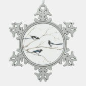 Waterverf Natuur vogelboom uit de vogelfamilie Tin Sneeuwvlok Ornament (Voorkant)