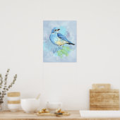 Waterverf Natuur vogelpest in de bergen Poster (Keuken)