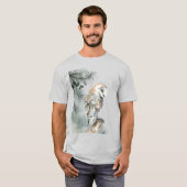Waterverf Natuur vogelstand tegen vogelstand art T-shirt (Voorkant volledig)
