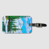 Waterverf Natuur Winter Snowfall Painting Bagagelabel (Voorkant (horizontaal))