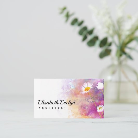 Waterverf natuurlijke achtergrond met details visitekaartje (Staand voorkant)