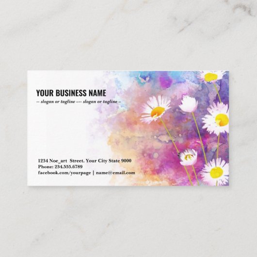 Waterverf natuurlijke achtergrond met details visitekaartje (Achterkant)