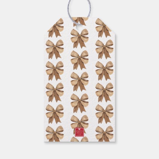 Waterverf Natuurlijke Burlap Bow Cadeaulabel (Achterkant)