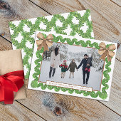 Waterverf Natuurlijke Burlap Bow Garland Foto Feestdagenkaart