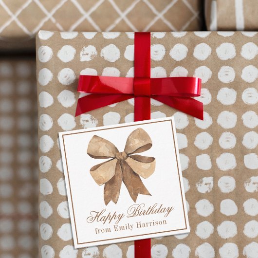 Waterverf Natuurlijke Burlap Bow Notitiekaartje