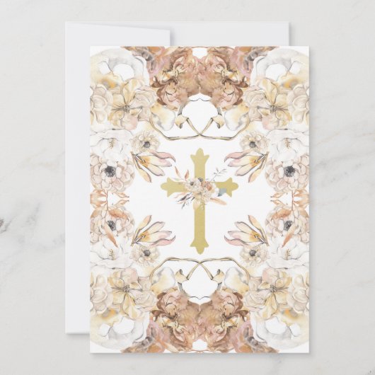 Waterverf Natuurlijke Droge Bloemen Doop Kaart (Achterkant)