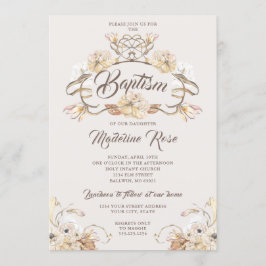 Waterverf Natuurlijke Droge Bloemen Doop Kaart