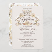 Waterverf Natuurlijke Droge Bloemen Doop Kaart (Voorkant / Achterkant)